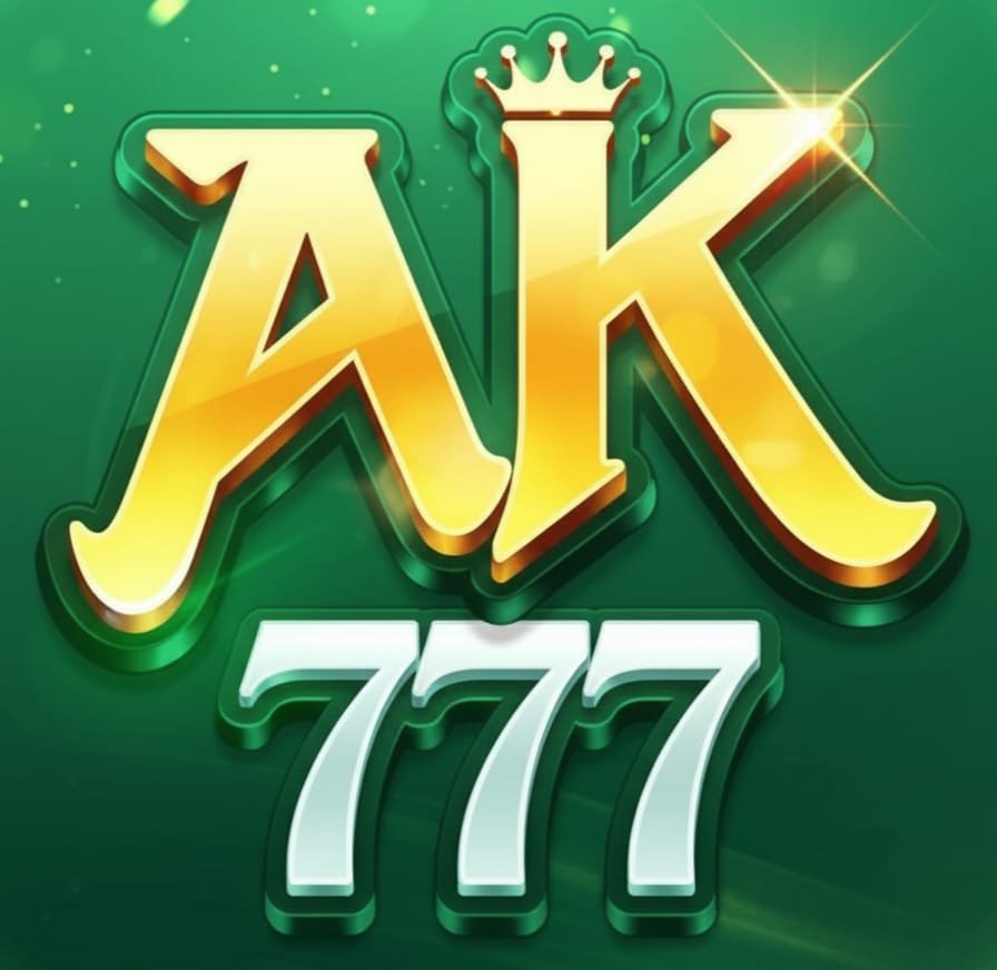 AK777 game logo green background with golden AK777 icon